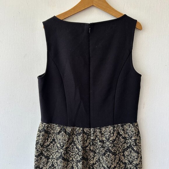LOFT Sheath Dress Womens Size 6 Gold Black Rear Zip LBD Tapestry - Picture 5 of 8